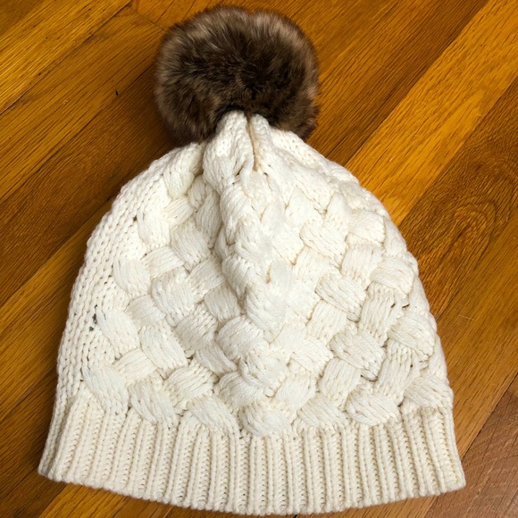 J.Crew faux fur pom pom knit beanie